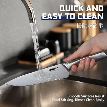 Huusk 3 Pieces Knife Set - Japanese Stainless Steel Kitchen Knife Sets, Professional Ultra Sharp Chef Knives Set with Ergonomic Handle, Gift for Birthday, Gifts for Men and Women