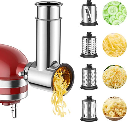 Meat Grinder & Stainless Steel Slicer Shredder Attachment for KitchenAid Stand Mixer, Includes Metal Food Grinder Attachment with Sausage Stuffer Tubes and Salad Machine Accessory by InnoMoon