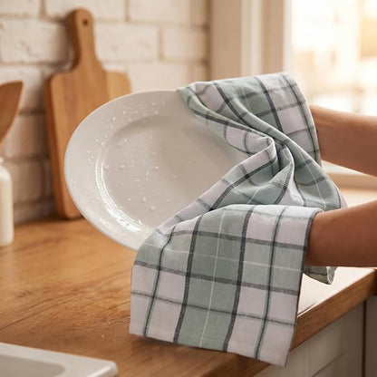 Urban Villa Kitchen Towels Set of 6 Majestic Checks Kitchen Towels 20X30 Inches 100% Cotton Highly Absorbent Kitchen Towels Premium Quality Ultra Soft Mitered Corners KitchenTowels