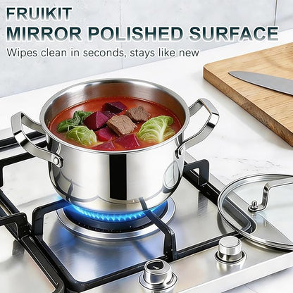 Stainless Steel Cookware Set - 21 PCS Kitchen Cookware Sets with 3-Ply Frying Pan, Even Heating, Cool Handle, Chef Quality Cooking Set, Pots and Pans Set Induction Ready, Dishwasher Safe