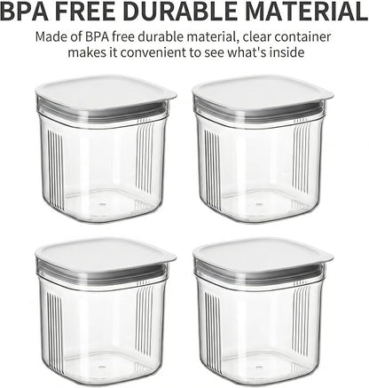 Airtight Food Storage Containers with Lids, 4 Pcs Set BPA Free Clear Kitchen Pantry Organization Canisters for Herbs, Coffee, Tea - Keeps Food Fresh & Dry (Transparent - 3pcs)