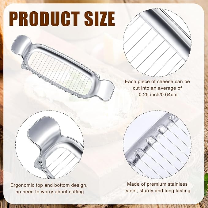 Stainless Steel Cheese Cutter and Butter Slicer - Multifunctional Kitchen Food Tool for Block Cheeses and Butter