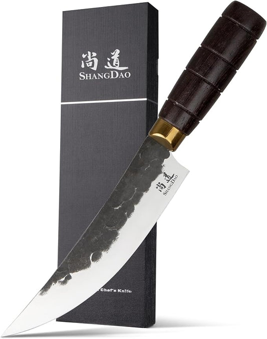 SHANGDAO Chef Knife, Black Forged Kitchen Knife with High elastic stainless steel Stainless Steel Blade, Professional Handcrafted Chefs Knife, Ergonomic Handle Grip and Gift Box