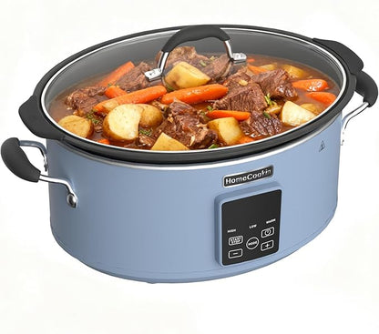 HOMECOOKIN Slow Cooker, Extra Large 10 Quart Programmable Slow Cookers with Timer, Dishwasher Safe Glass Lid & Crock, Kitchen Appliance for Families and Gatherings, Blue