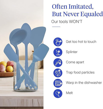 GIR: Get It Right 5-Piece Silicone Ultimate Kitchen utensils set - Ladle, Spatula, Flip, Spoon & Spoonula - Non toxic cooking utensils for Nonstick Cookware, Cooking and Baking - Slate