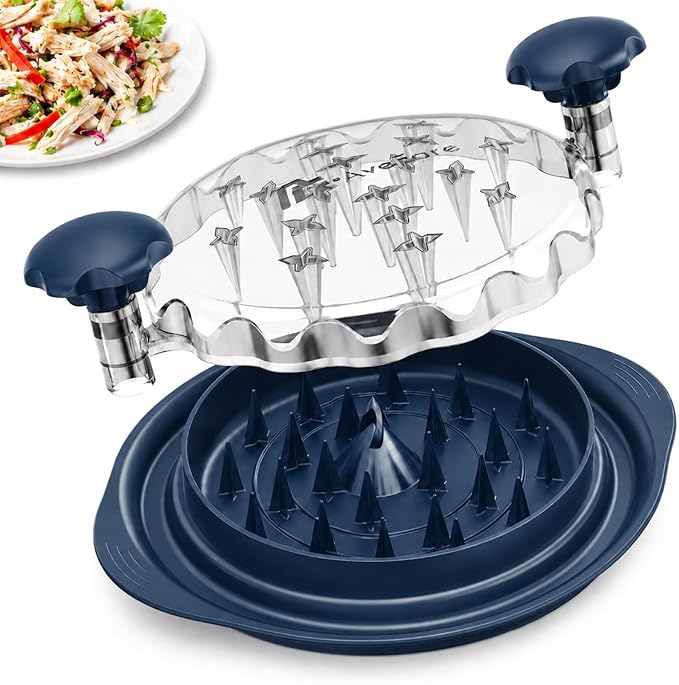 AveFare Chicken Shredder - 11Inch Large Chicken Shredder Tool Twist with Brush, Visible Meat Shredder, Ergonomic Handle, Strong Anti-Slip, BPA Free Dishwasher Safe, Suitable for Pork Beef Chicken