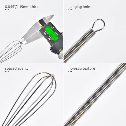 U-Taste 7" Mini Whisk for Cooking: 18/8 Stainless Steel Small Metal Kitchen Wisk, Tiny Hand Mixing Tool for Coffee, Egg, Sauce, 6-Wires Compact Head for Baking, Beating in Bowl, Mug, Jar (Set of 2)