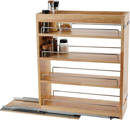 DINDON Pull Out Spice Rack Organizer for Cabinet, (6.5" W x 21.9" D x 25.2" H) Multi-Use Wood Pull Out Cabinet Organizer Slide Out Shelf Cabinet Storage for Kitchen, Pantry Organization