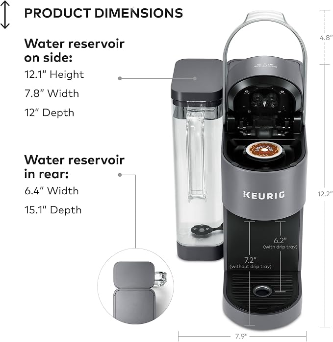Keurig K-Supreme Single Serve K-Cup Pod Coffee Maker, MultiStream Technology, 4 Brew Sizes, 66oz Dual-Position Removable Reservoir, Gray