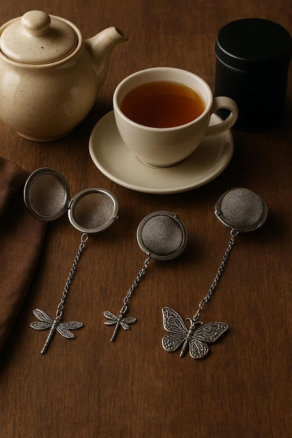 Dragonfly and Butterfly Tea Infuser for Loose Leaves, Metal Teaballs Set of 3