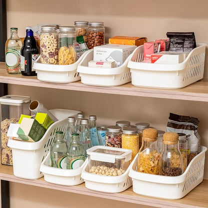 3 Pack Pantry Organizers and Storage with Wheels Pull Out Kitchen Cabinet Organizers and Storage Multi-purpose Rolling Organizer Bin for Food, Snack, Cleaning Supplies