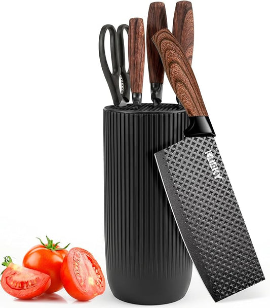 Knife Set, 8 Pieces Kitchen knife Set with Healthy Anti-Rust Coating, Stainless Steel Professional Chef Knife Set with Block, Sharp Kitchen Knives Set with Block for Home Cooking, Dishwasher Safe