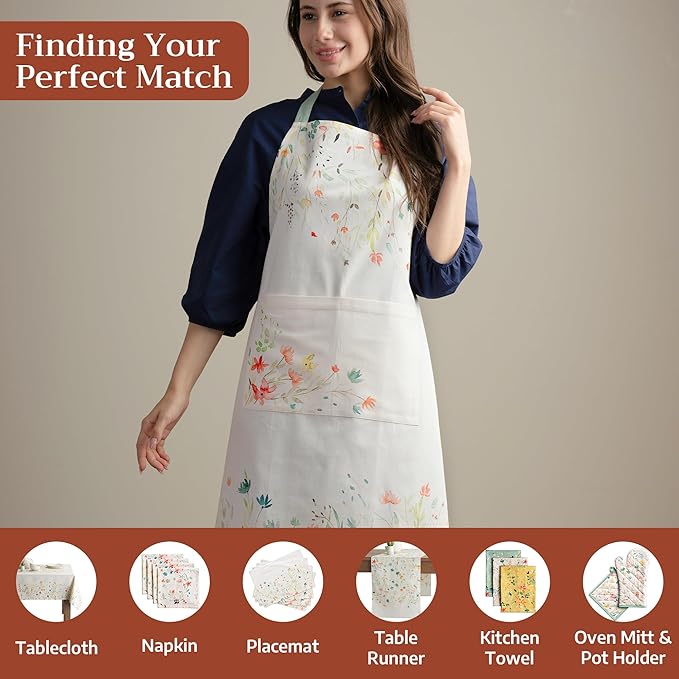Maison d' Hermine 100% Cotton Apron for women with Pocket Kitchen Chef Apron for Men Cooking Spring Summer
