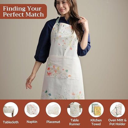 Maison d' Hermine 100% Cotton Apron for women with Pocket Kitchen Chef Apron for Men Cooking Spring Summer