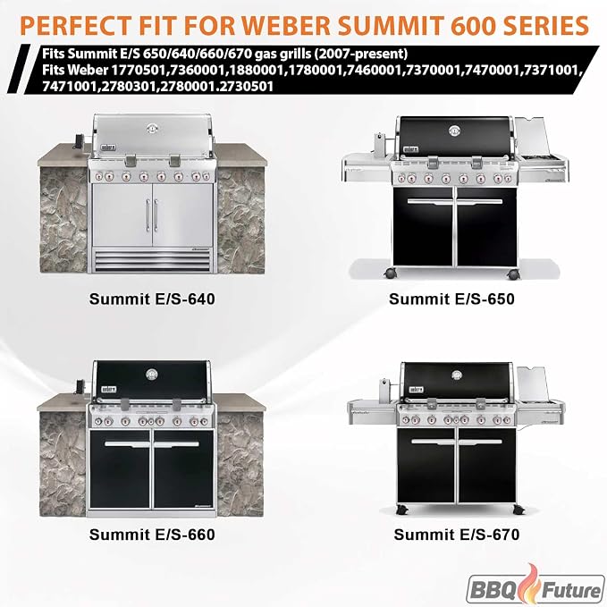 Full Size Griddle Insert for Weber Summit 600 Series E/S 650 640 660 670 Gas Grills With Smoker Box, Heavy Duty Flat Top with Spatula Set for Weber Grill Replacement Parts 67552