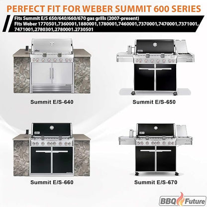 Full Size Griddle Insert for Weber Summit 600 Series E/S 650 640 660 670 Gas Grills With Smoker Box, Heavy Duty Flat Top with Spatula Set for Weber Grill Replacement Parts 67552