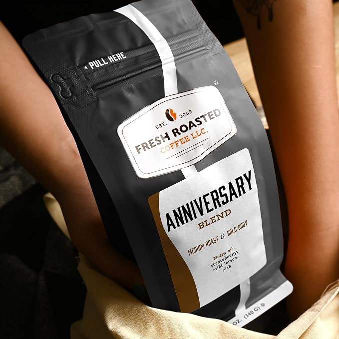 Fresh Roasted Coffee, Anniversary Blend Whole Bean Coffee, Medium Roast, Kosher, 12 oz