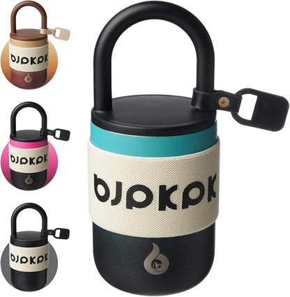 BJPKPK 10oz Insulated Loop Tumbler With Lid And Handle Stainless Steel Travel Coffee Mug Thermal Cups,TealBlack