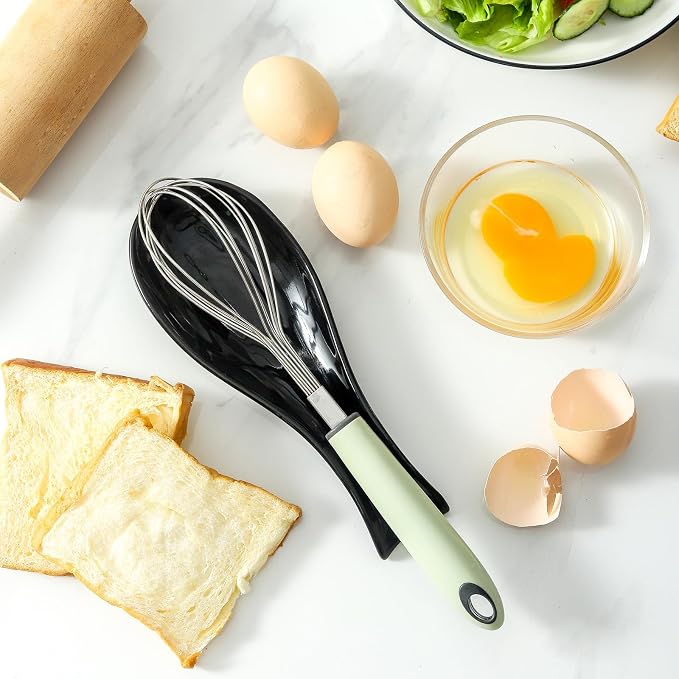Ceramic Spoon Rest for Stove Top, Large 8.7 Inch Spoon Holder for Kitchen Counter, Porcelain Utensil Rest for Ladle, Spatula, Housewarming Gifts, Dishwasher Safe and Heat-Resistant, Black (1 PC)