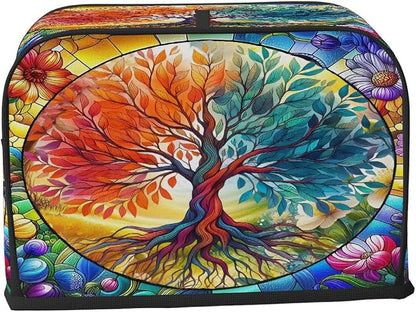 2 Slice Tree Of Life Colored Toaster Cover Waterproof Dust Fingerprint Bread Machine Cover Washable Kitchen Appliance Protector For Home Kitchen Bakeware Table Decor Women Gifts