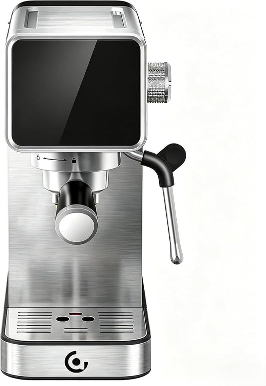 AMZCHEF Espresso Machine 20 Bar, Compact Stainless Steel Espresso Maker with LED Touchscreen