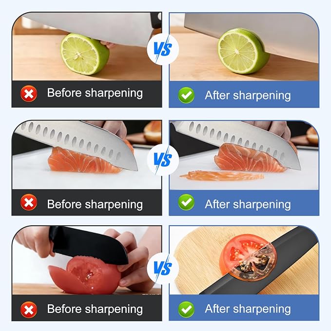 Premium Knife Sharpening Stone Whetstone 1000/6000 with 2 Non-Slip Rubber Bases, Safety and Anti-Slip Suitable for All Kinds of Knives
