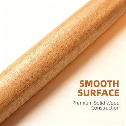 French Rolling Pin, 17 Inch Solid Wood Tapered Rolling Pin for Baking, Wooden Dough Roller for Pastry, Pizza Dough, Pie Crust, Cookies, Pasta and Fondant