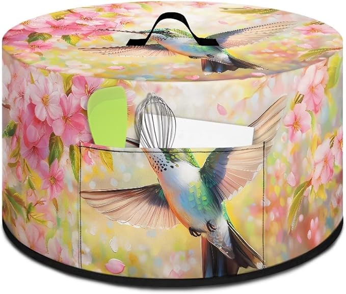 Hummingbird Pink Floral Slow Cooker Dust Cover Compatible with 6-8 qt Crock for Pot Oval Slow Cooker Cover Dustproof Kitchen Appliance Accessories