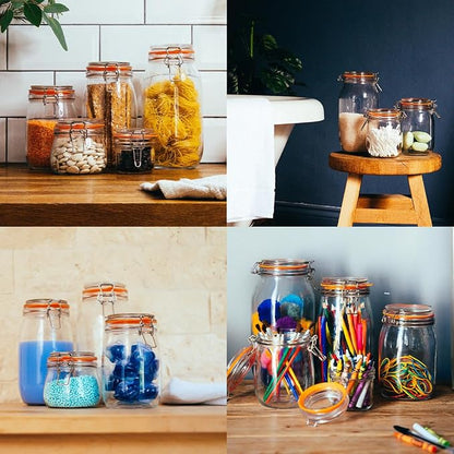 Tala 2.1l Classic Lever Arm Storage Jar Airtight & Versatile Perfect for Storing Foods, Preserving Fresh Goods and reducing Waste, Solid Glass Body - 2100ml Capacity