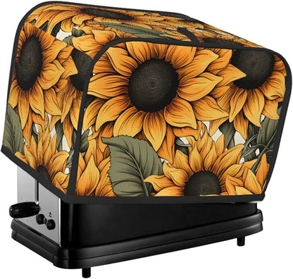Sunflower Pattern 2 Slice Toaster Cover Wide Slot Dustproof Bread Maker Cover Fingerprint Protection Kitchen Appliance Cover Toaster Bag