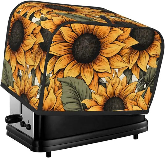 Sunflower Pattern 2 Slice Toaster Cover Wide Slot Dustproof Bread Maker Cover Fingerprint Protection Kitchen Appliance Cover Toaster Bag