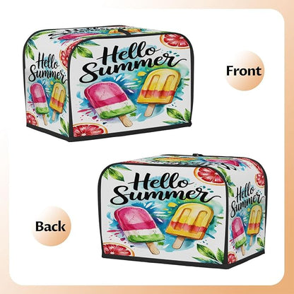 Summer Ice Cream Toaster Cover 2 Slice Wide Slot Washable Kitchen Appliance Covers Fingerprint Bread Machine Dust Cover Small Toaster Oven Accessories Covers Bread Maker Bag Women Gift
