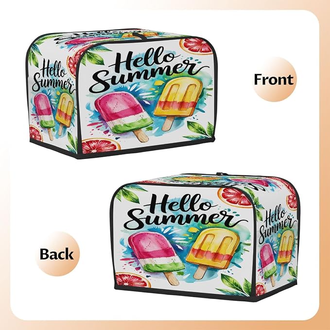 Summer Ice Cream Toaster Cover 4 Slice Wide Slot Washable Kitchen Appliance Covers Fingerprint Bread Machine Dust Cover Small Toaster Oven Accessories Covers Bread Maker Bag Women Gift