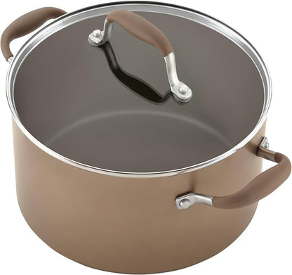 Anolon Advanced Home Hard Anodized Nonstick Cookware Set, Non Stick Pots and Pan Set, 9-Piece, Bronze