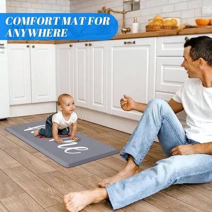 HappyTrends Kitchen Mat Cushioned Anti-Fatigue Rug Non-Slip Kitchen Rugs Stain Resistant Ergonomic Comfort Mat for Floor, Office, Sink, Laundry (17.3"x 39", Grey)