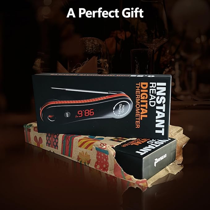 Digital Meat Thermometer for Food Cooking, Paysean 0.5s Instant Read ±0.5℉ with Auto-Rotating Backlit Display, IP67 Waterproof for Kithchen, Grilling, BBQ, Liquid, Gift for him