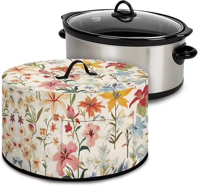 Slow Cooker Dust Cover Compatible with 6-8 qt Crock for Pot Mushroom Floral Small Kitchen Appliance Decor Dust Cover