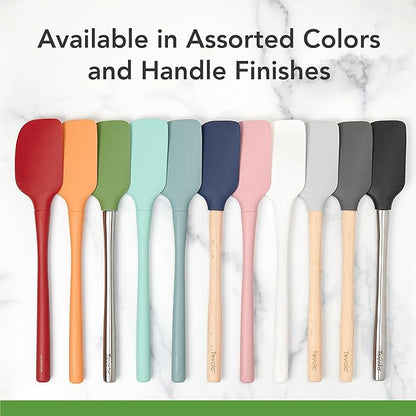 Tovolo Flex Core Silicone Spatula Spoonula Set of 2 for Non Stick Cast Iron Cooking & Baking, Dishwasher Safe Heat Resistant BPA Free Long Stainless Steel Handle Kitchen Utensil, Blue Slate