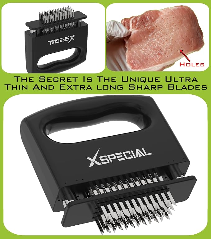 XSpecial Mini-Deluxe Meat Tenderizer - 48 Blade Stainless Steel Needle Tenderizer for Steak & Chicken