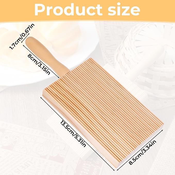 Gnocchi Board and Gnocchi Pasta Maker Wooden Pasta Rolling Board with Roller Paddle Authentic Shaper Tools for Lovers