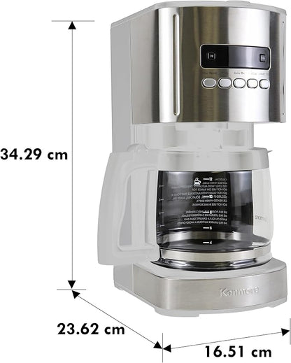 Kenmore Drip Coffee Maker - 12 Cup Programmable Cafe Machine With Glass Pot, Regular & Bold Brew, Auto Shut Off Large Water Reservoir, Reusable Filter, Kitchen Appliances For Cafeteria Barista