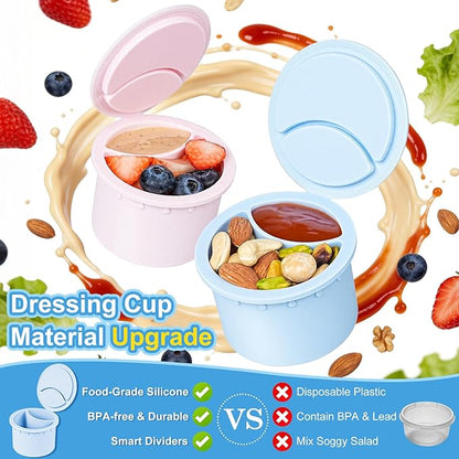 [UPGRADE] 1 Pack Glass Salad Jar with Silicone Divider Container for Meal Prep, Airtight Container for Lunch w Fork, Divider Separation for Dressing & Dry Ingredients, 32oz Overnight Oats Mason Jars
