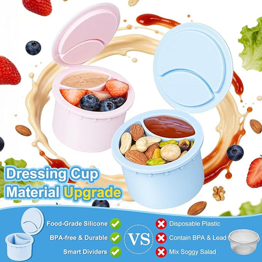 [UPGRADE] 1 Pack Glass Salad Jar with Silicone Divider Container for Meal Prep, Airtight Container for Lunch w Fork, Divider Separation for Dressing & Dry Ingredients, 32oz Overnight Oats Mason Jars
