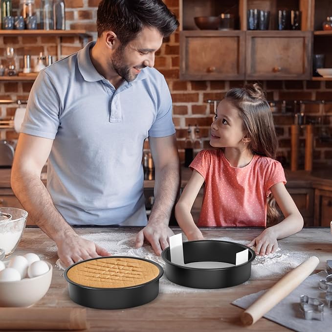 8 Inch Round Cake Pan Set of 3, Nonstick Baking Pans with 100PCS Parchment Paper, Dishwasher Safe