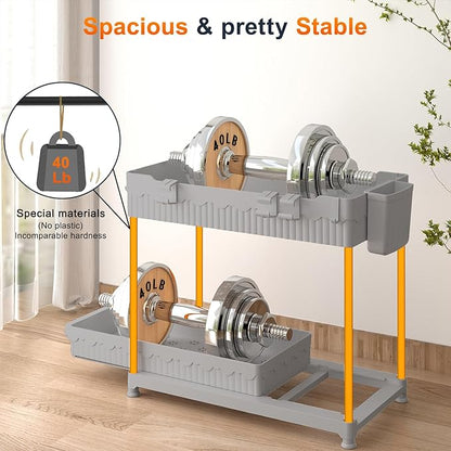 Sevenblue Under Sink Organizer, Bathroom Organizers and Storage, 2 Tier Multi-Use Pull Out Cabinet Organizer with Hang Hooks and Cups (Gray, 4 Pack)