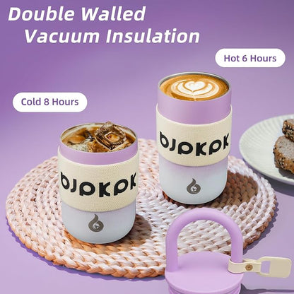 BJPKPK 10oz Insulated Tumbler With Lid And Handle Stainless Steel Travel Mug Loop Coffee Tumbler Cups,Lilac