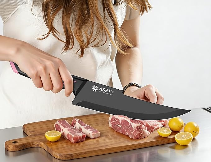 Knife Set - 15 PCS Kitchen Knife Set with Built-in Knife Sharpener Block - Stainless Steel Knife Block Set - Dishwasher Safe, Elegant Box for Her Women Wife, Fathers day, Pink