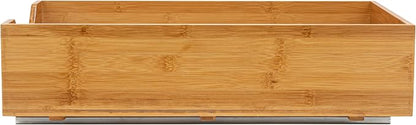 Household Essentials Glidez Bamboo and Steel 1-Tier Pull-Out/Slide-Out Storage Organizer, 14" Wide, Natural