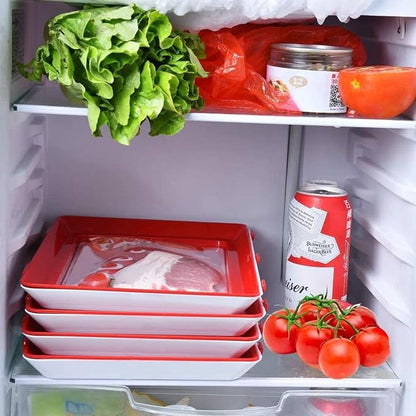 Plastic Food Preservation Trays for Storing Vegetables, Fruits, and Meat, Keeping Them Fresh, Stackable and Reusable Creative Food Preservation Trays (2 Pieces)