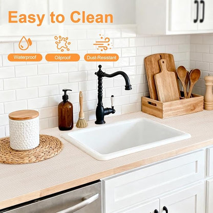 FEXIA Shelf Liner 17.5 Inch x 20 FT Clear Non Slip Waterproof Cabinet and Drawer Liner for Kitchen Cabinet Refrigerator Pantry Closet Durable Non Adhesive